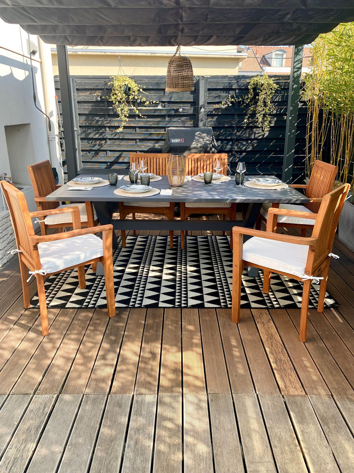 Cascais Garden Dining Table  200 cm 105 cm Metal Grey