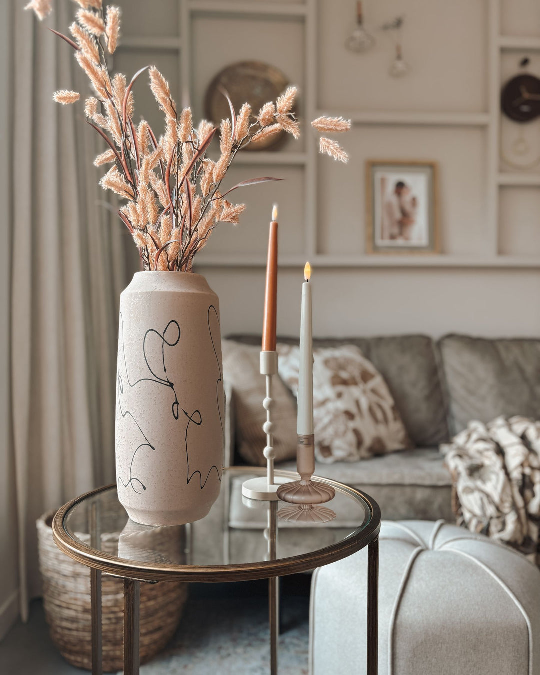 Sunfish Flower Vase Stoneware 33 cm Sand Beige