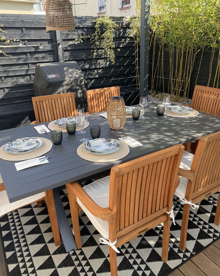 Cascais Garden Dining Table  200 cm 105 cm Metal Grey
