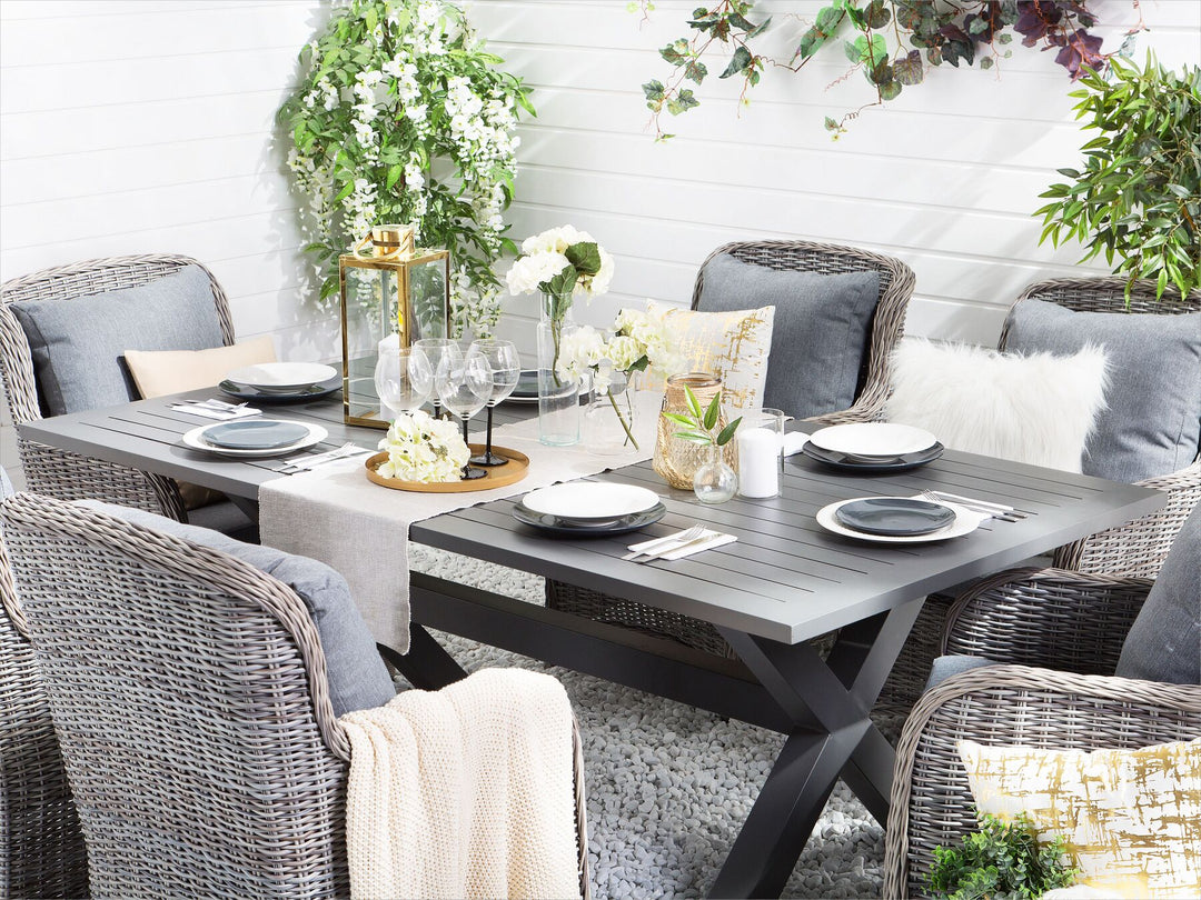 Cascais Garden Dining Table  200 cm 105 cm Metal Grey