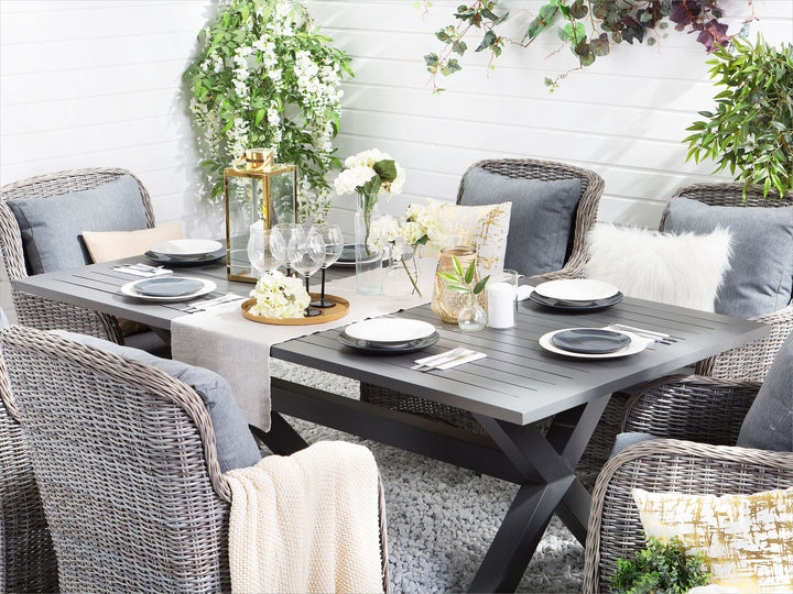 Cascais Garden Dining Table  200 cm 105 cm Metal Grey