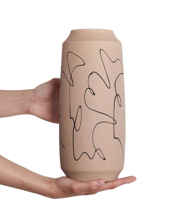 Sunfish Flower Vase Stoneware 33 cm Sand Beige
