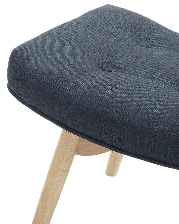 Wingback Chair with Footstool Fabric Dark Blue Devonaire