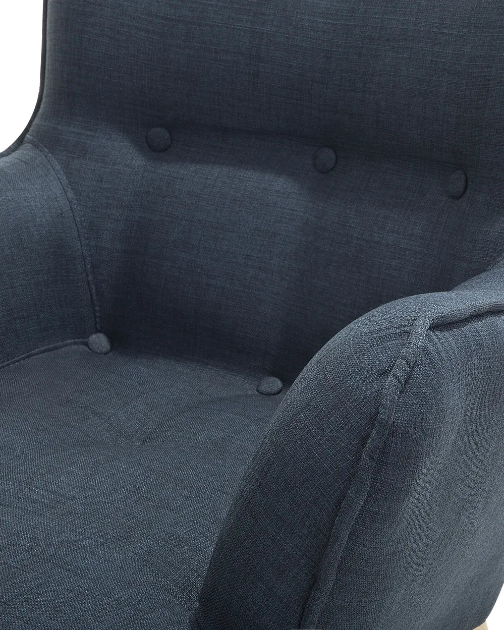 Wingback Chair with Footstool Fabric Dark Blue Devonaire