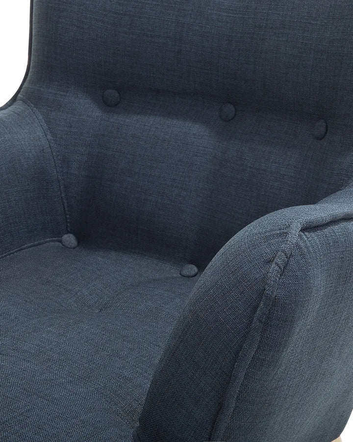 Wingback Chair with Footstool Fabric Dark Blue Devonaire