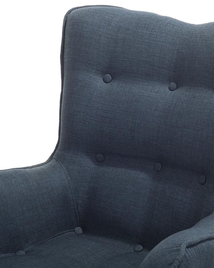 Wingback Chair with Footstool Fabric Dark Blue Devonaire