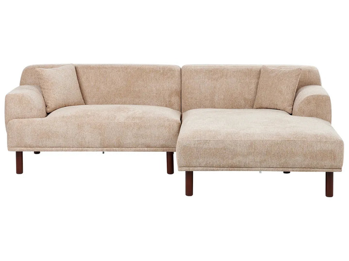Corner Sofa 3 Seater Fabric Beige Left Hand Brekyn