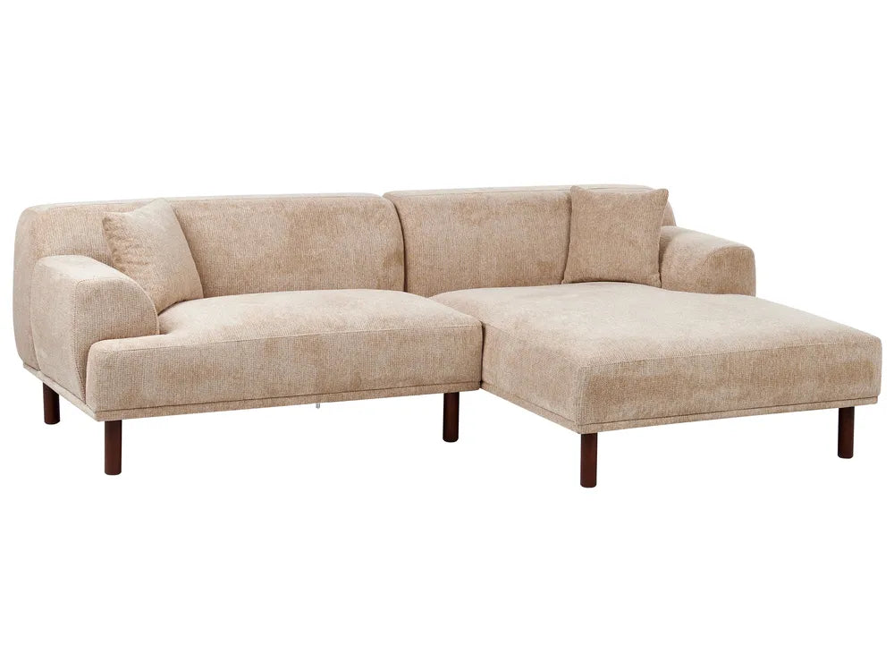 Corner Sofa 3 Seater Fabric Beige Left Hand Brekyn