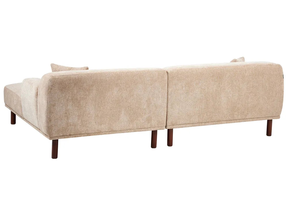 Corner Sofa 3 Seater Fabric Beige Left Hand Brekyn
