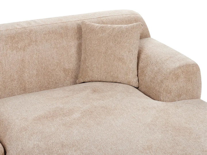 Corner Sofa 3 Seater Fabric Beige Left Hand Brekyn