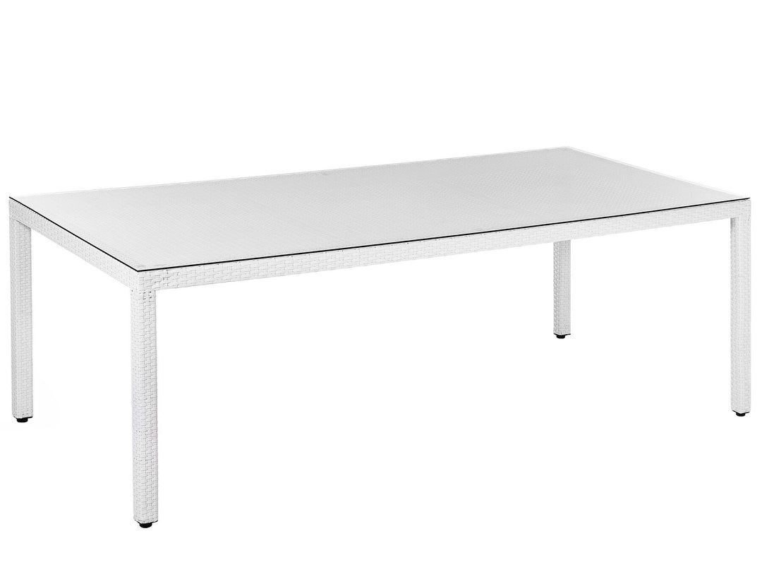 Italy Garden Dining Table  220 cm 100 cm Glass White