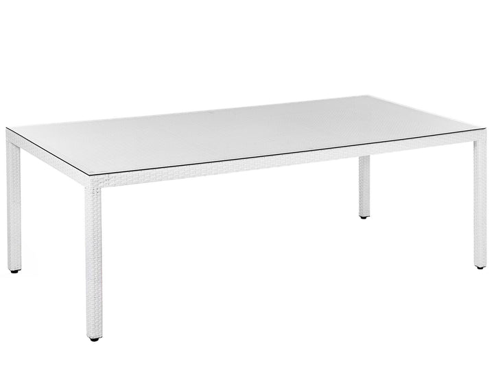 Italy Garden Dining Table  220 cm 100 cm Glass White