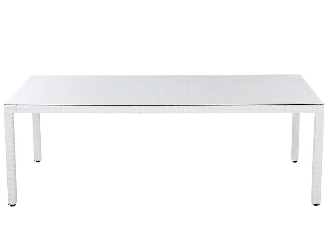 Italy Garden Dining Table  220 cm 100 cm Glass White
