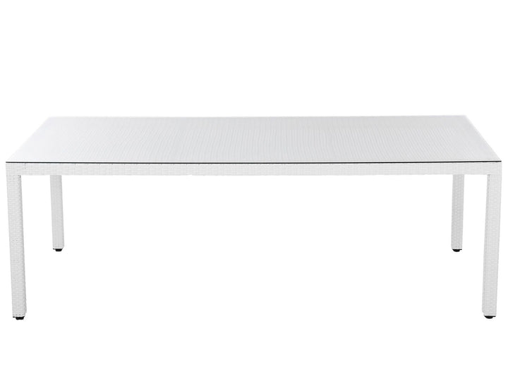 Italy Garden Dining Table  220 cm 100 cm Glass White