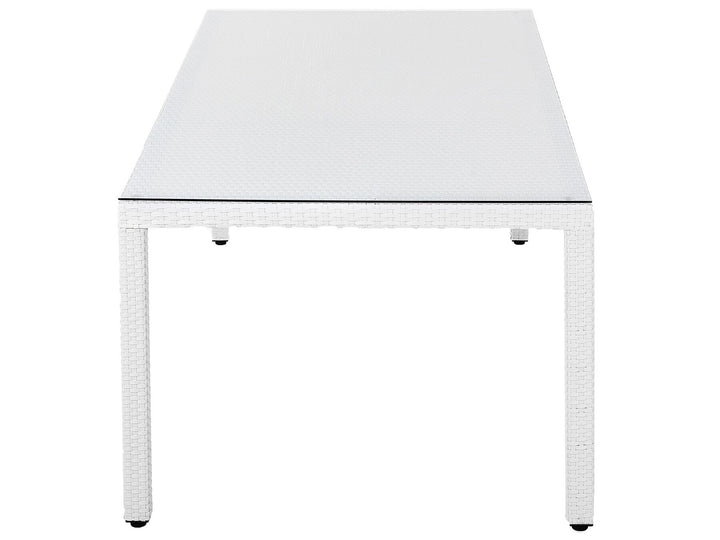 Italy Garden Dining Table  220 cm 100 cm Glass White