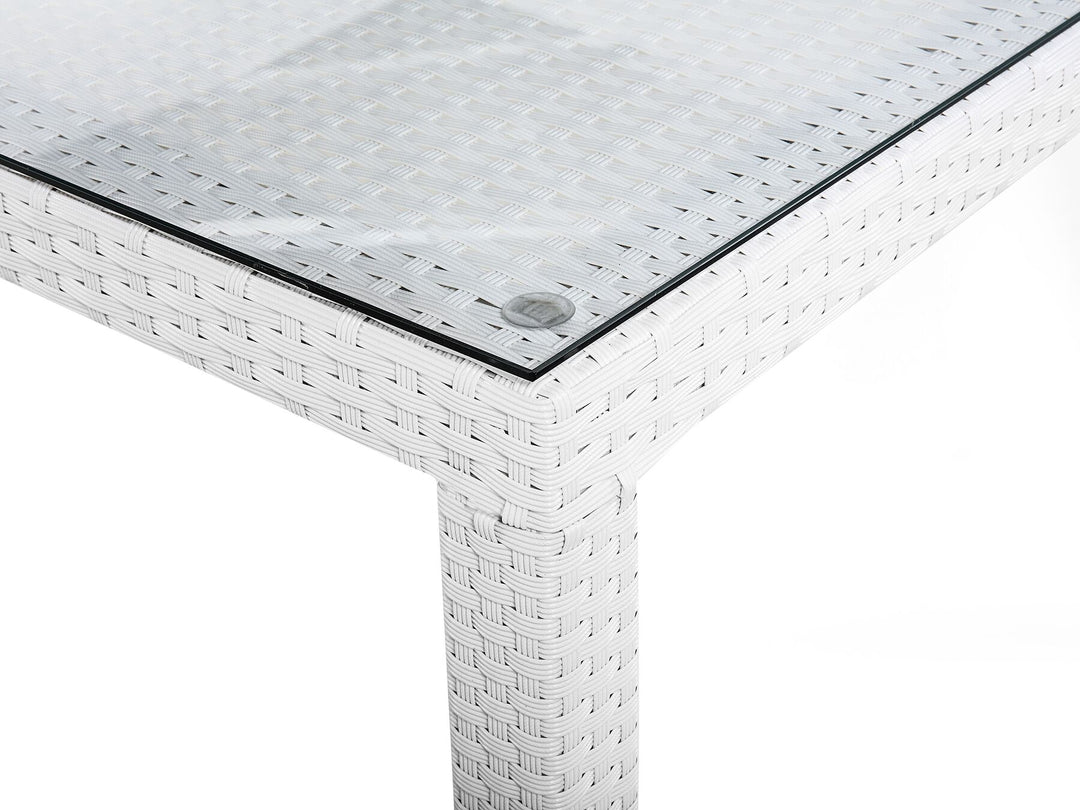 Italy Garden Dining Table  220 cm 100 cm Glass White