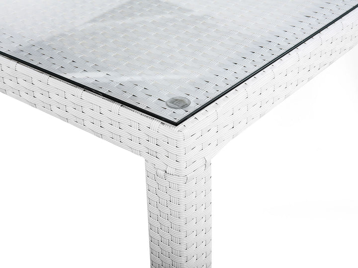 Italy Garden Dining Table  220 cm 100 cm Glass White