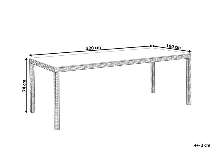 Italy Garden Dining Table  220 cm 100 cm Glass White