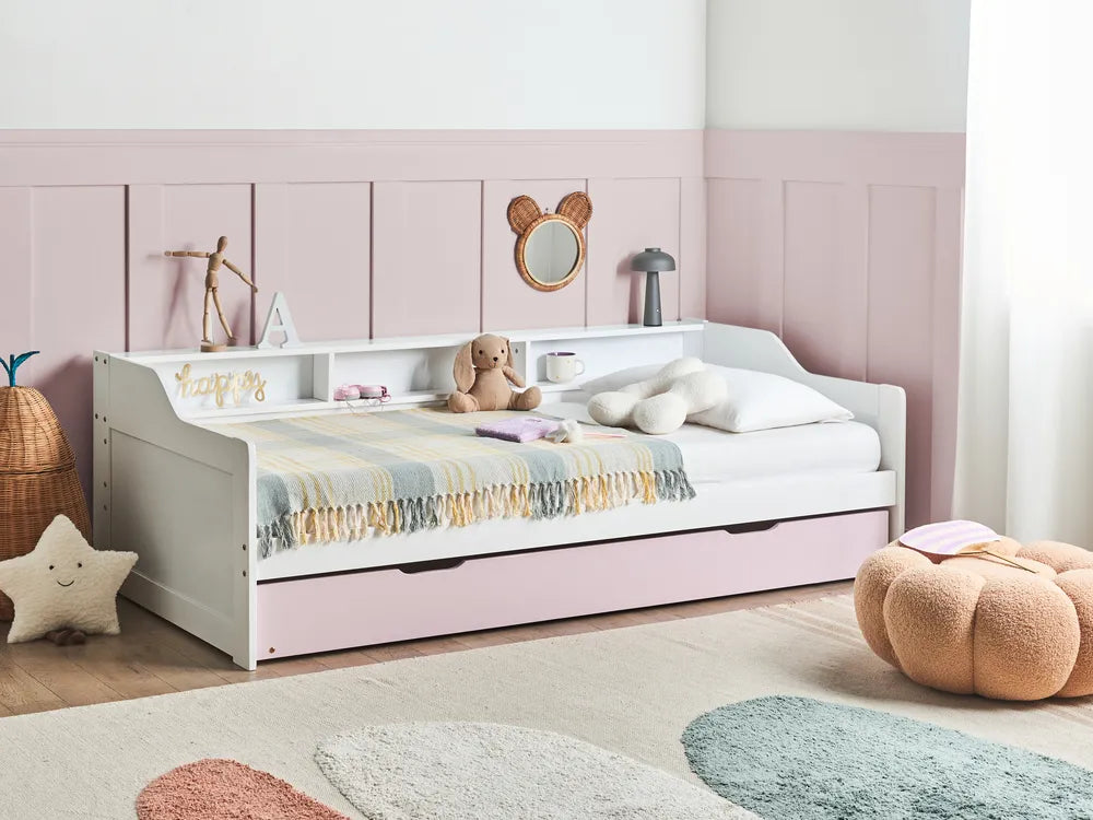 Trundle Bed Pine Wood 90 x 200 cm (EU Single) Pink Erlom