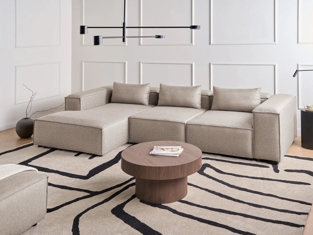 Modular Corner Sofa 4 Seater  Light Brown Right Hand Meneses