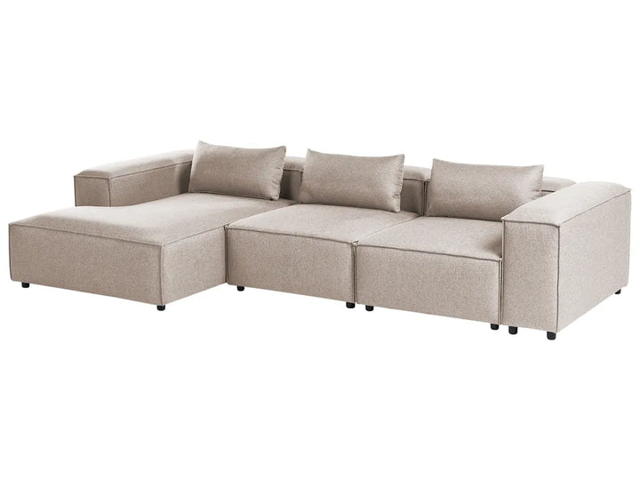 Modular Corner Sofa 4 Seater Light Brown Right Hand Meneses