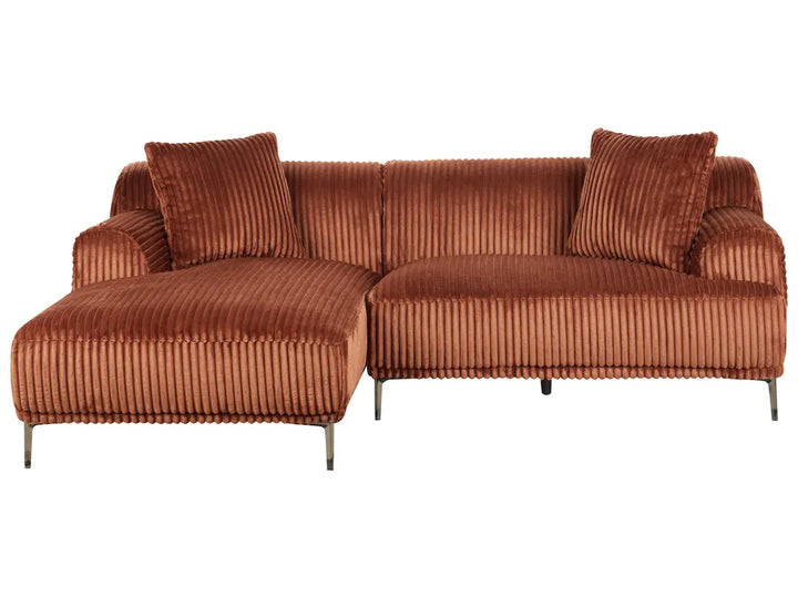Corner Sofa Corduroy Brown Right Hand Scarlet