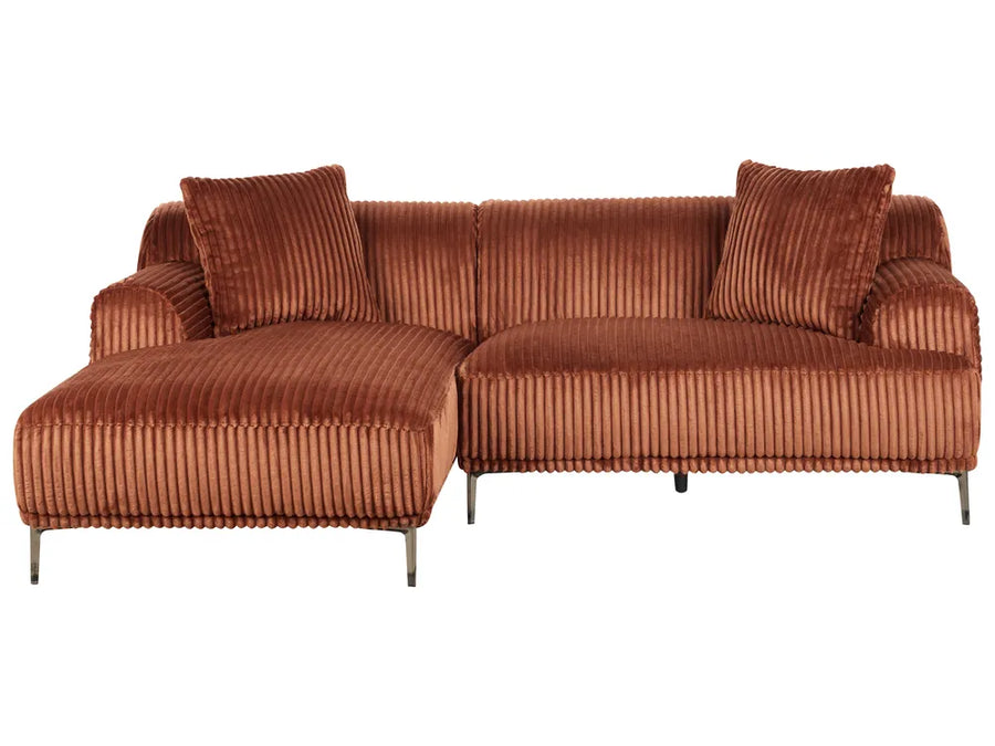 Corner Sofa Corduroy Brown Right Hand Scarlet