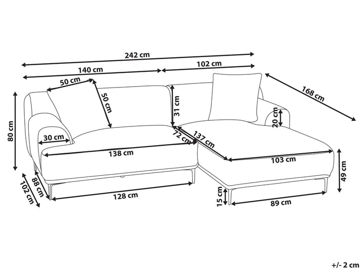 Corner Sofa Corduroy Brown Right Hand Scarlet