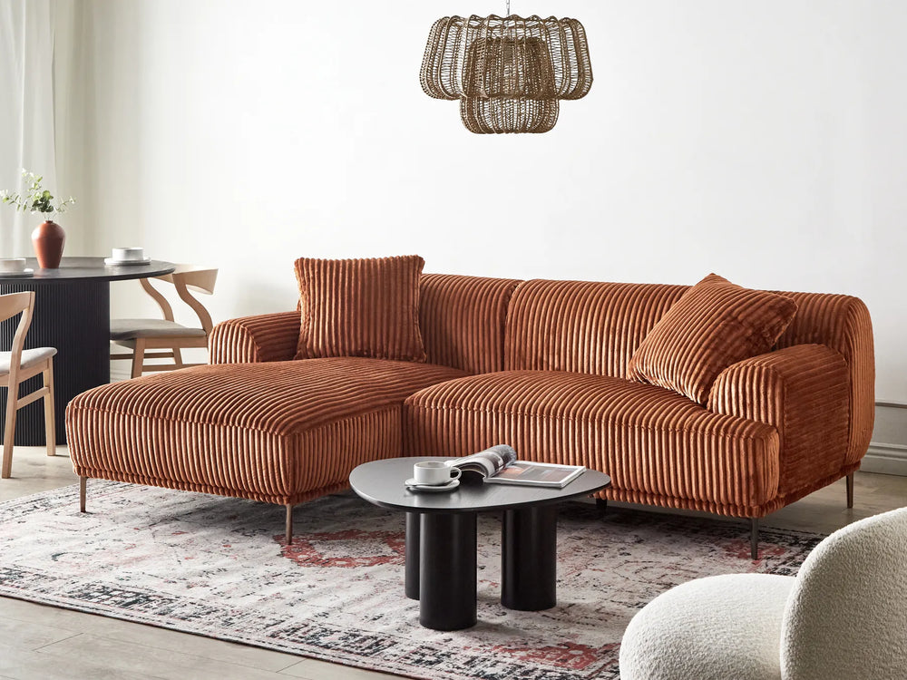 Corner Sofa Corduroy Brown Right Hand Scarlet
