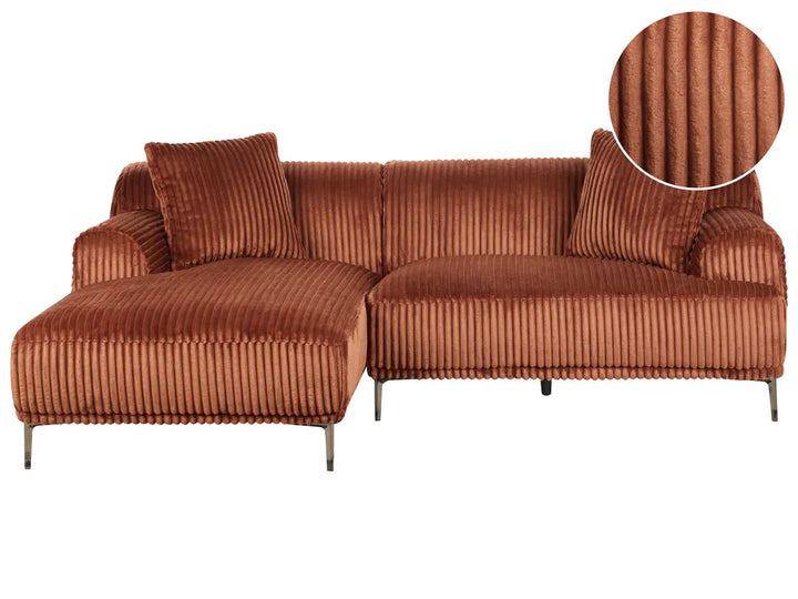 Corner Sofa Corduroy Brown Right Hand Scarlet