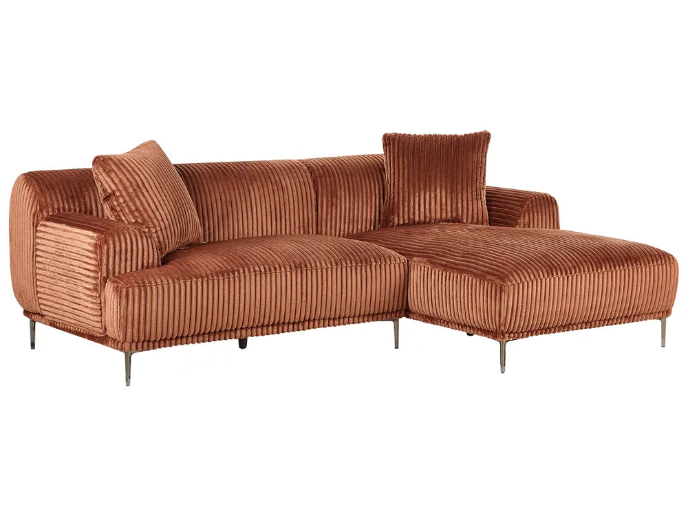Corner Sofa Corduroy Brown Right Hand Scarlet
