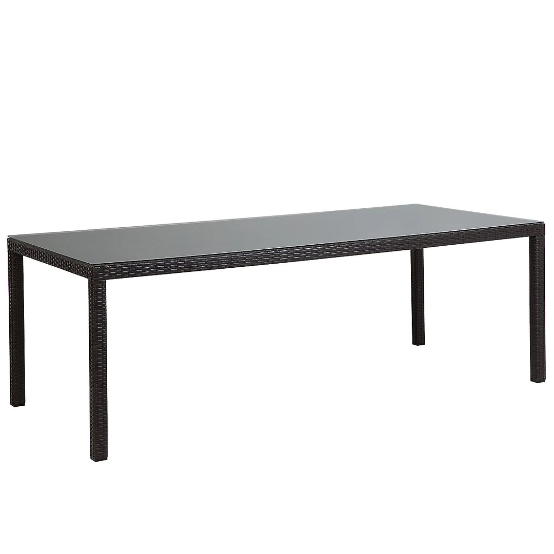 Italy Garden Dining Table  220 cm 100 cm Glass Dark Brown