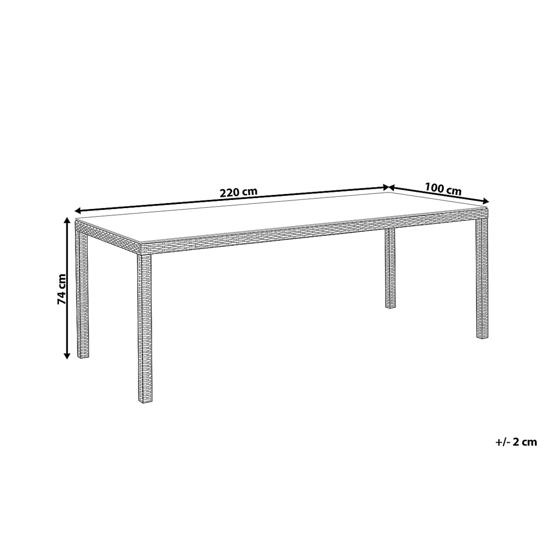Italy Garden Dining Table  220 cm 100 cm Glass Dark Brown