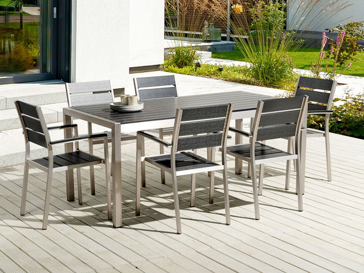 Vernio Garden Dining Table  180 cm 90 cm Metal Black/ Silver