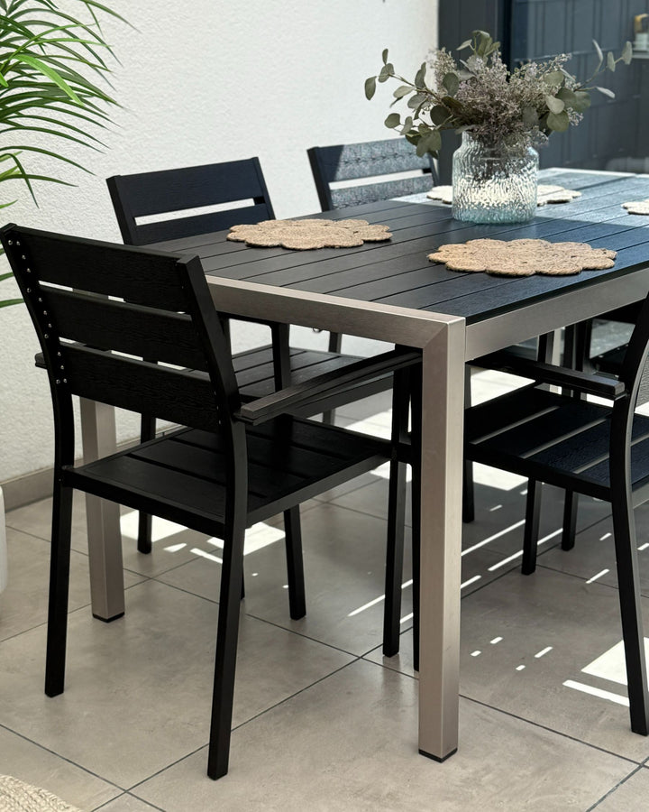 Vernio Garden Dining Table  180 cm 90 cm Metal Black/ Silver