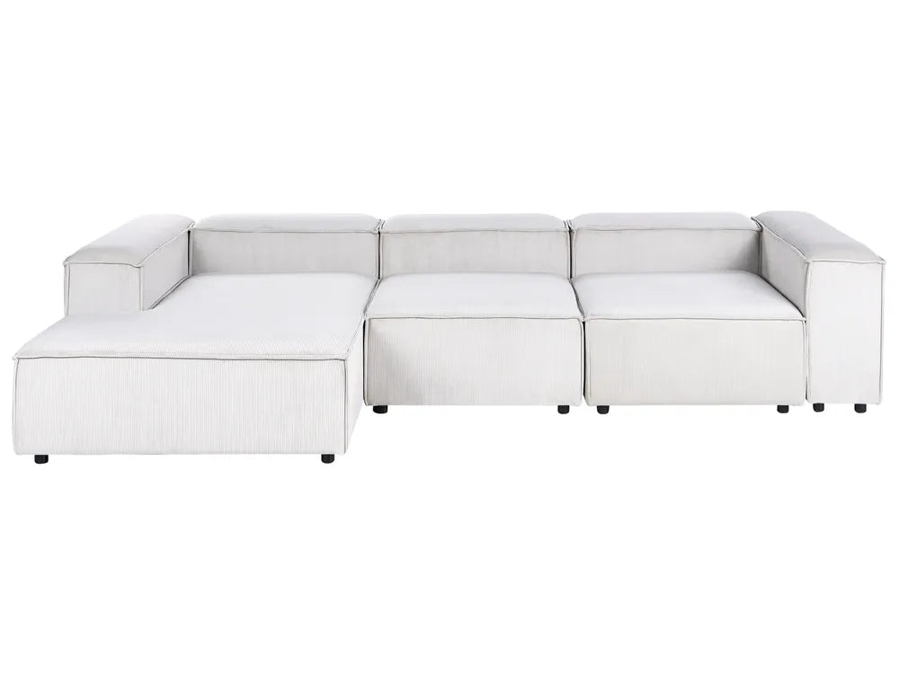 Modular Corner Sofa 4 Seater Corduroy Off-White Right Hand Oakham