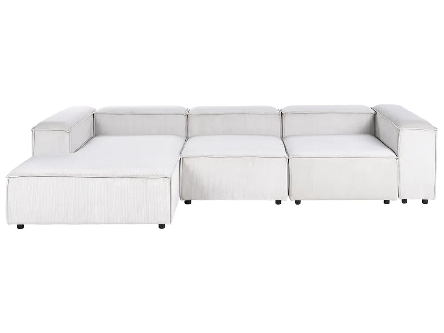 Modular Corner Sofa 4 Seater Corduroy Off-White Right Hand Oakham