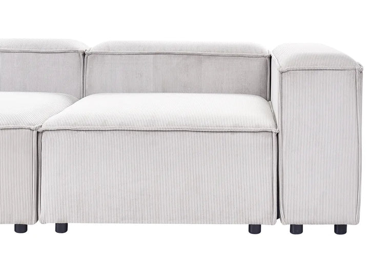 Modular Corner Sofa 4 Seater Corduroy Off-White Right Hand Oakham