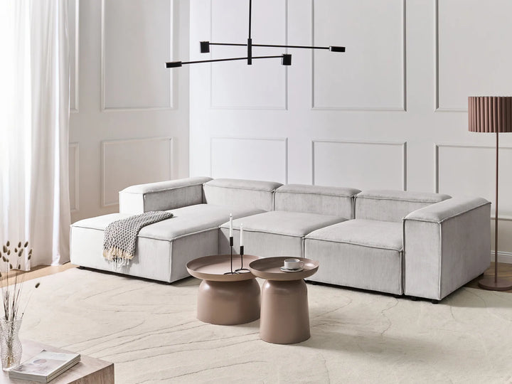 Modular Corner Sofa 4 Seater Corduroy Off-White Right Hand Oakham