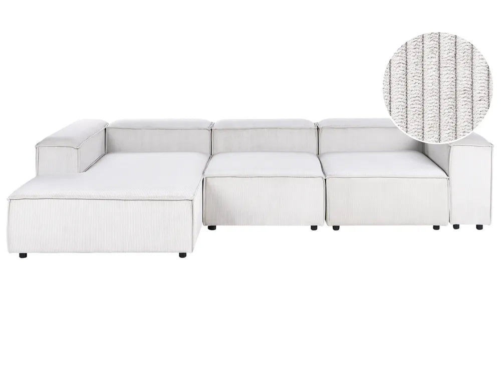 Modular Corner Sofa 4 Seater Corduroy Off-White Right Hand Oakham