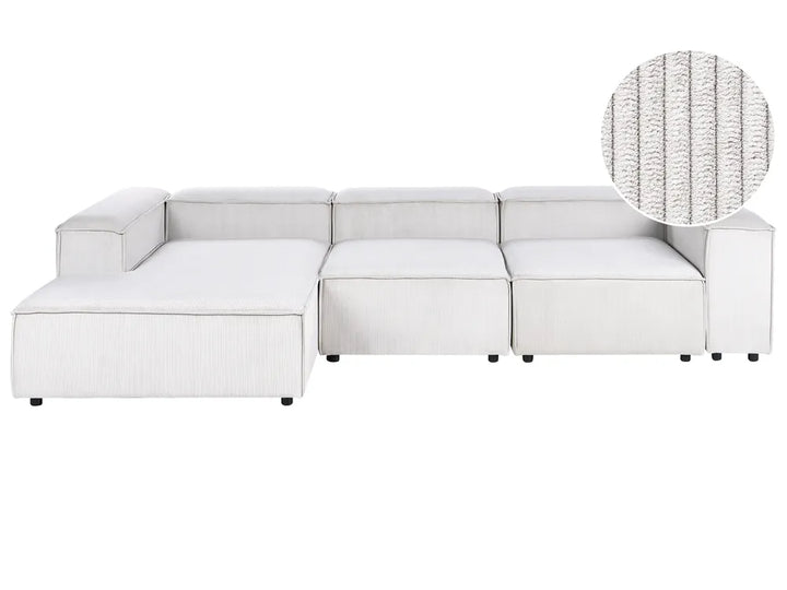 Modular Corner Sofa 4 Seater Corduroy Off-White Right Hand Oakham