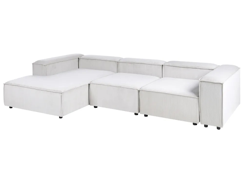 Modular Corner Sofa 4 Seater Corduroy Off-White Right Hand Oakham