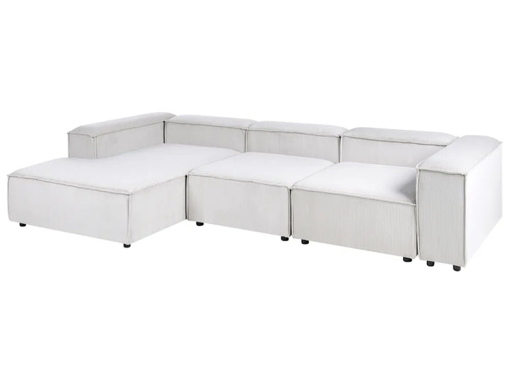 Modular Corner Sofa 4 Seater Corduroy Off-White Right Hand Oakham