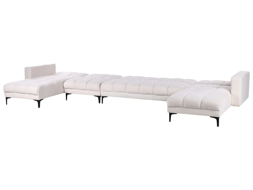Modular U-Shape Sofa Bed 6 Seater Boucle White Yosef
