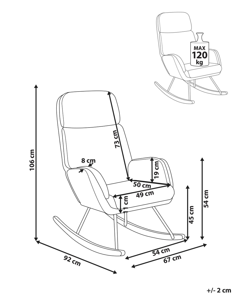 Rocking Chair Fabric Off-White Bobbi