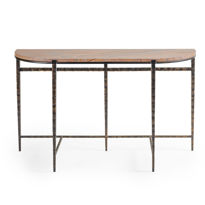 Libra Leo forest brown marble console table with metal frame