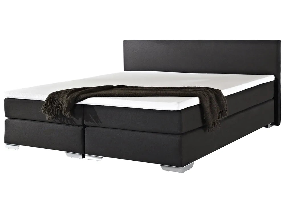 Black fabric divan bed 180x200 cm Super King