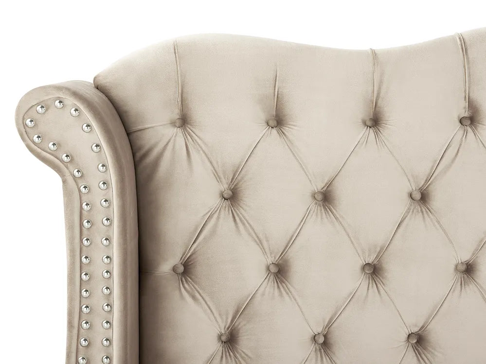 Bed Velvet 180 x 200 cm (EU Super King) Beige Avelle