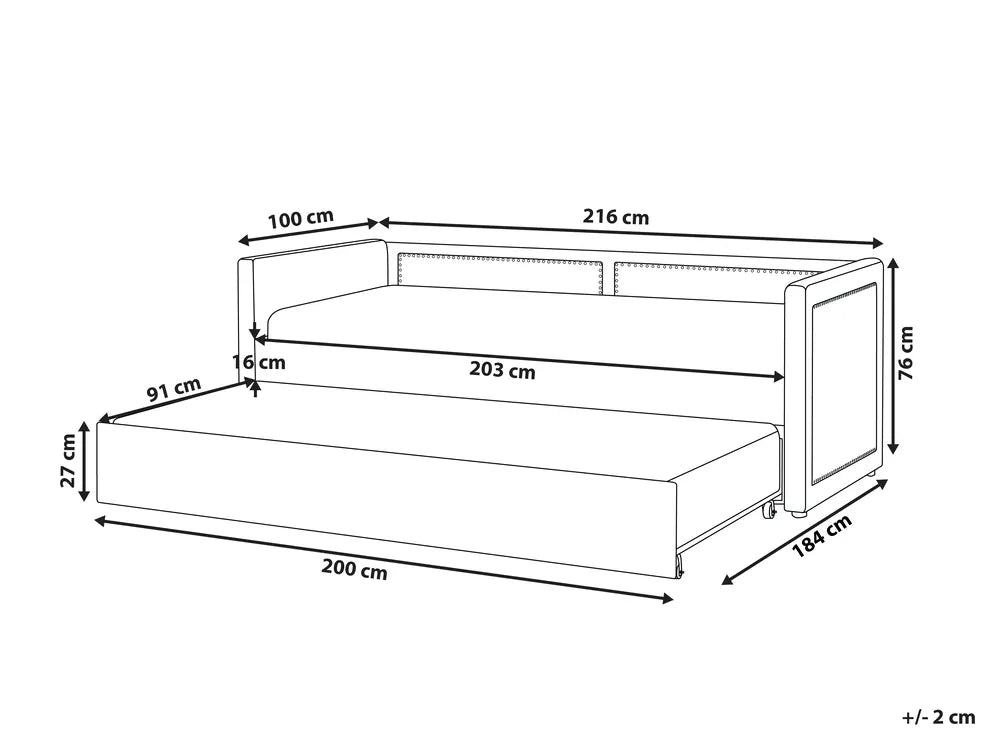 Trundle Bed Corduroy 90 x 200 cm (EU Single) Dark Grey Jilissa