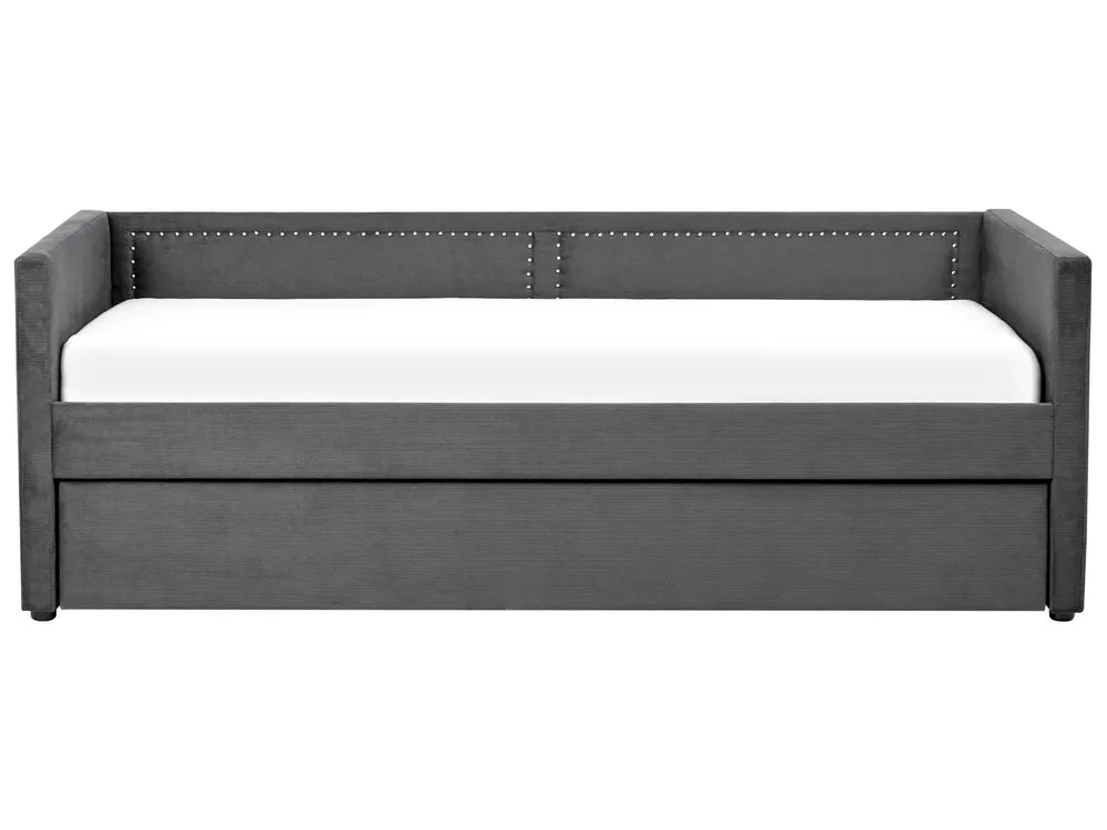 Trundle Bed Corduroy 90 x 200 cm (EU Single) Dark Grey Jilissa